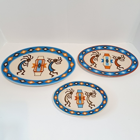 Set of 3 Kokopelli Southwestern Humpback Flute Player Decor Plates - Picture 5 of 5
